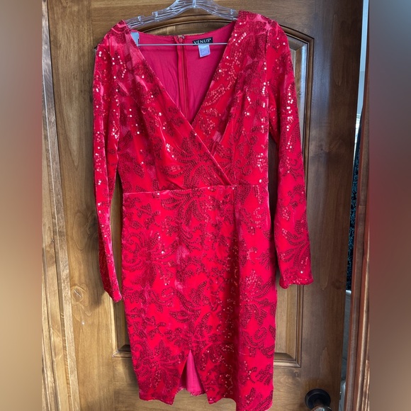 venus red sequin dress Nue Studio for FWRD Venus Mini Dress in Red